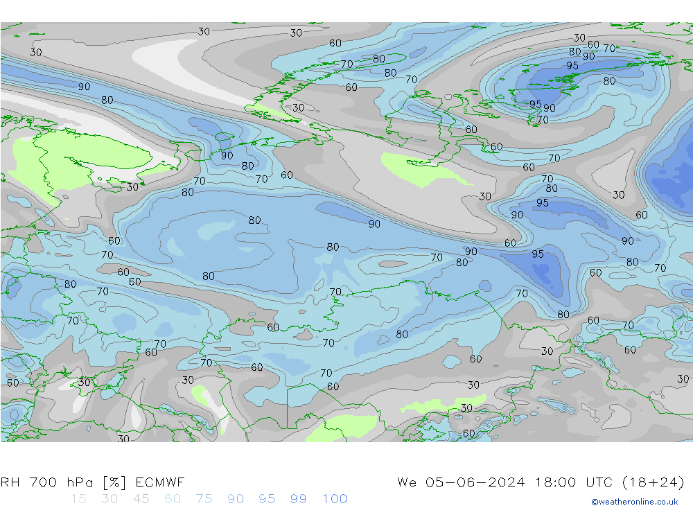 700 hPa Nispi Nem ECMWF Çar 05.06.2024 18 UTC