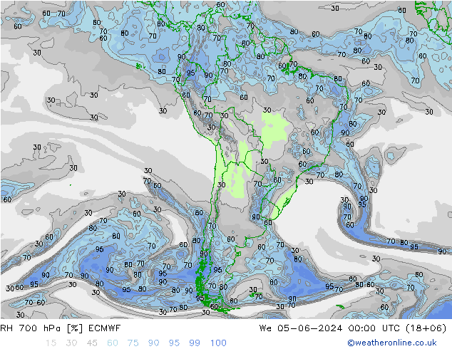 700 hPa Nispi Nem ECMWF Çar 05.06.2024 00 UTC