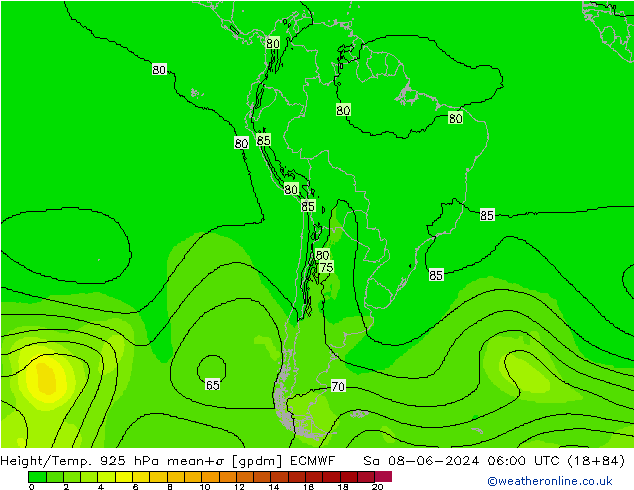 Height/Temp. 925 hPa ECMWF Sa 08.06.2024 06 UTC