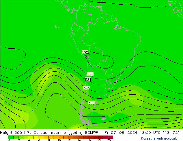 Height 500 hPa Spread ECMWF Fr 07.06.2024 18 UTC