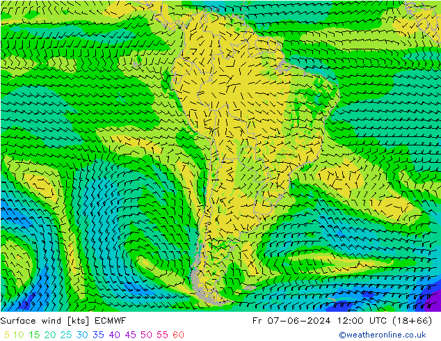 Rüzgar 10 m ECMWF Cu 07.06.2024 12 UTC