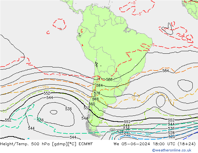 Yükseklik/Sıc. 500 hPa ECMWF Çar 05.06.2024 18 UTC