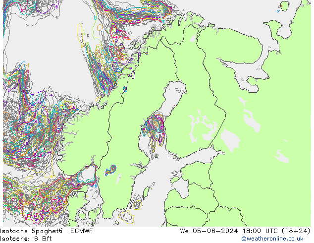 Isotachen Spaghetti ECMWF Mi 05.06.2024 18 UTC