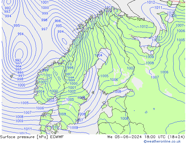 Surface pressure ECMWF We 05.06.2024 18 UTC