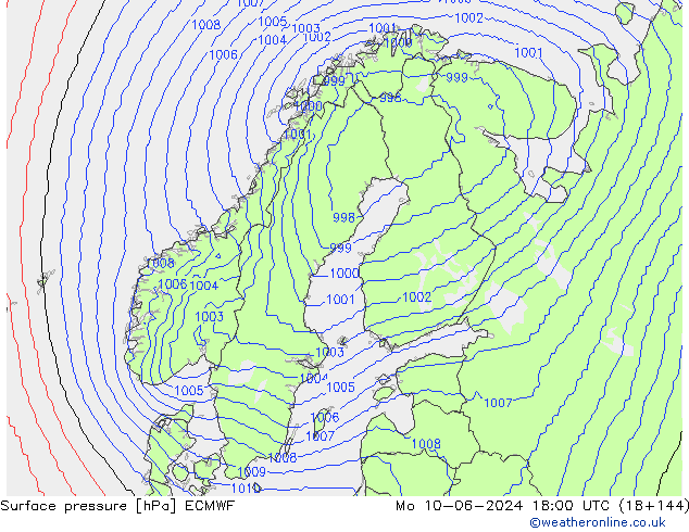 приземное давление ECMWF пн 10.06.2024 18 UTC