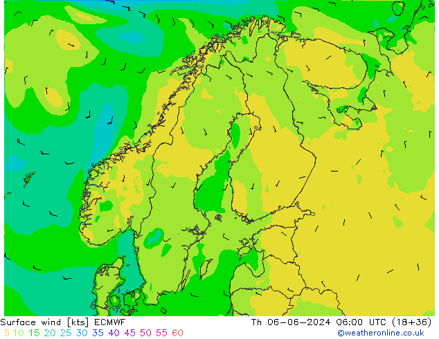 Viento 10 m ECMWF jue 06.06.2024 06 UTC