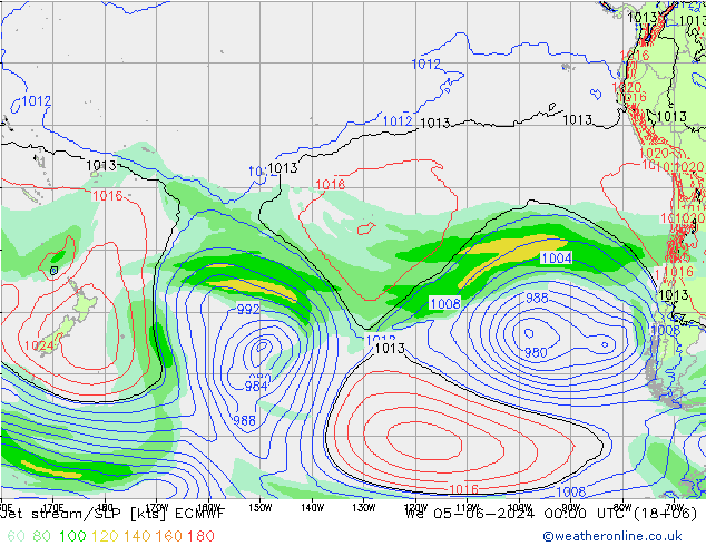 Jet stream ECMWF Qua 05.06.2024 00 UTC