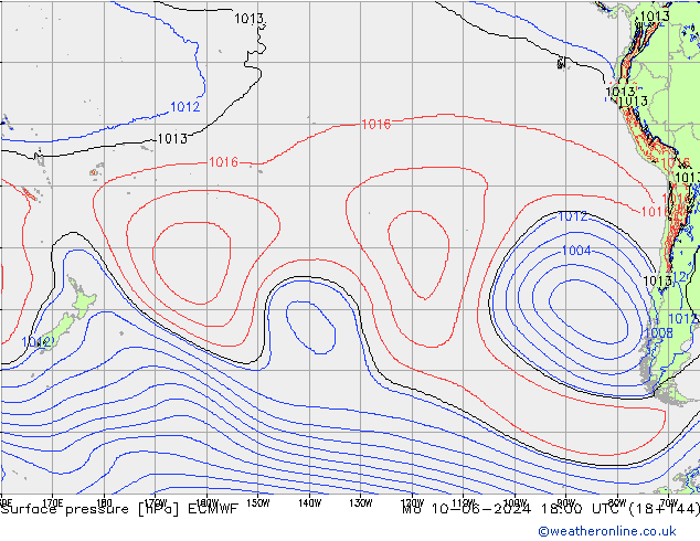 Surface pressure ECMWF Mo 10.06.2024 18 UTC