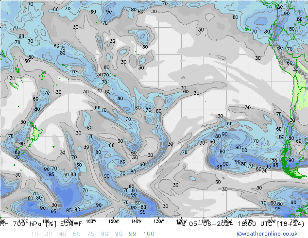 RH 700 hPa ECMWF  05.06.2024 18 UTC