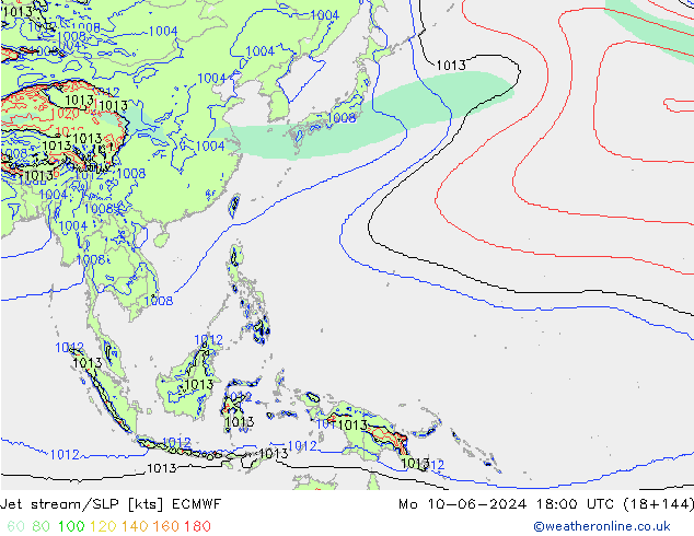 Corrente a getto ECMWF lun 10.06.2024 18 UTC