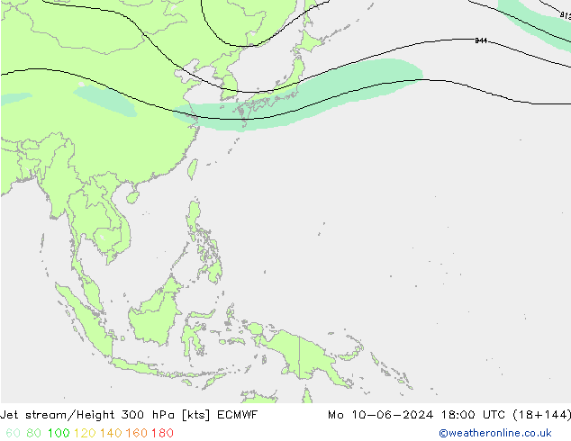 Prąd strumieniowy ECMWF pon. 10.06.2024 18 UTC