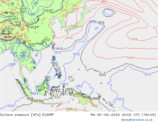 pressão do solo ECMWF Qua 05.06.2024 00 UTC