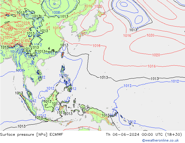 ciśnienie ECMWF czw. 06.06.2024 00 UTC