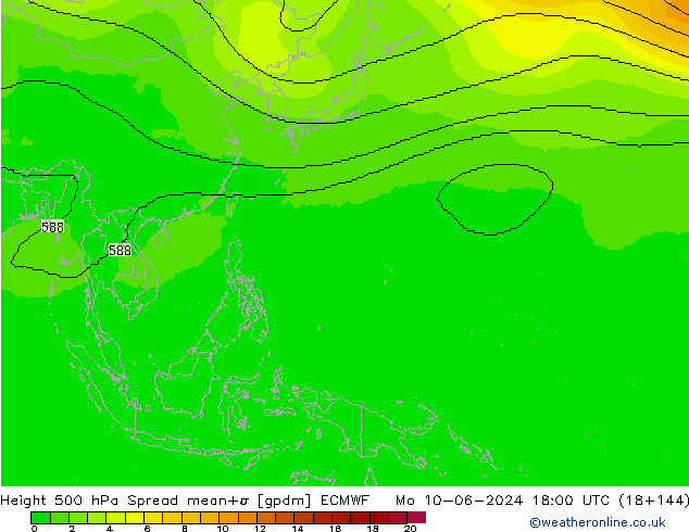 Hoogte 500 hPa Spread ECMWF ma 10.06.2024 18 UTC