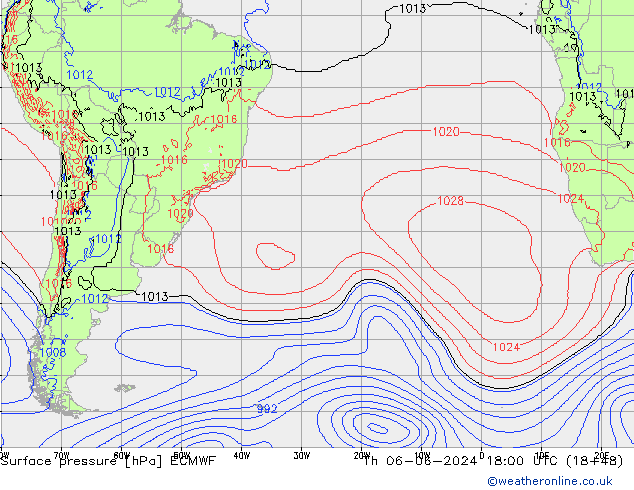 Surface pressure ECMWF Th 06.06.2024 18 UTC