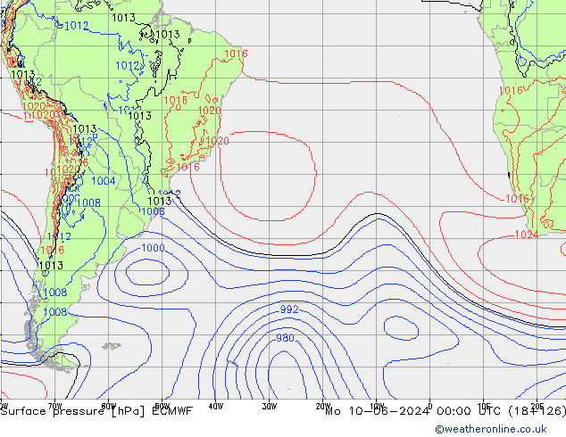 Surface pressure ECMWF Mo 10.06.2024 00 UTC