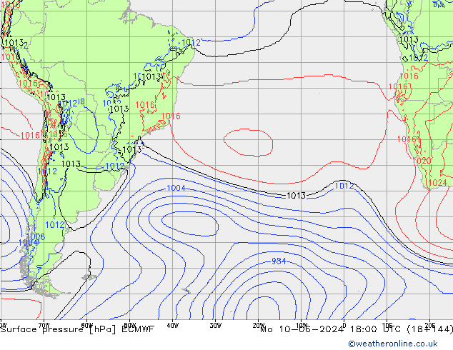 приземное давление ECMWF пн 10.06.2024 18 UTC