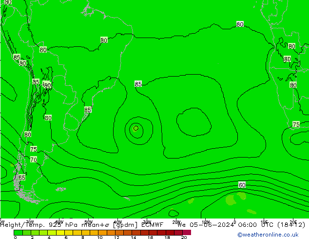 Height/Temp. 925 hPa ECMWF We 05.06.2024 06 UTC