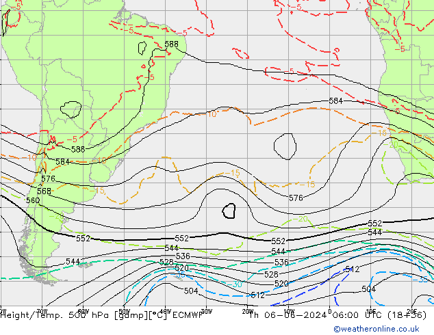 Height/Temp. 500 hPa ECMWF Qui 06.06.2024 06 UTC