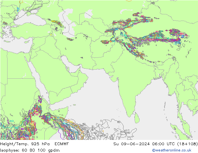 Hoogte/Temp. 925 hPa ECMWF zo 09.06.2024 06 UTC