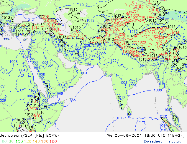 高速氣流/地面气压 ECMWF 星期三 05.06.2024 18 UTC