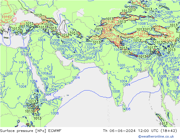 Surface pressure ECMWF Th 06.06.2024 12 UTC