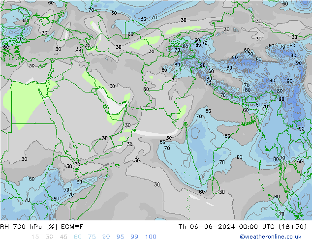 RH 700 hPa ECMWF  06.06.2024 00 UTC