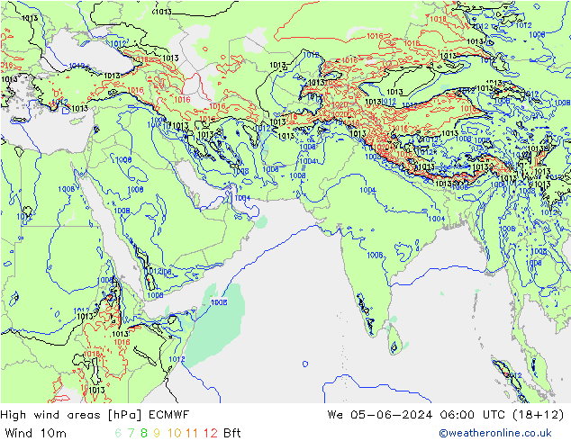 High wind areas ECMWF mer 05.06.2024 06 UTC