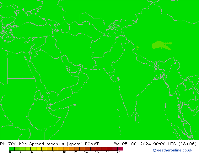 RH 700 гПа Spread ECMWF ср 05.06.2024 00 UTC