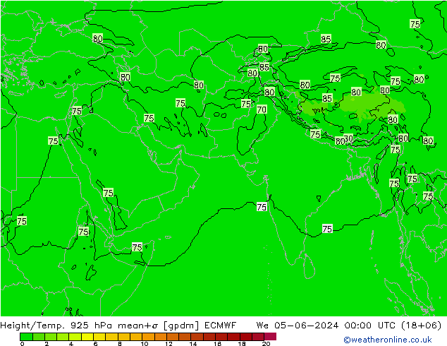 Height/Temp. 925 hPa ECMWF 星期三 05.06.2024 00 UTC