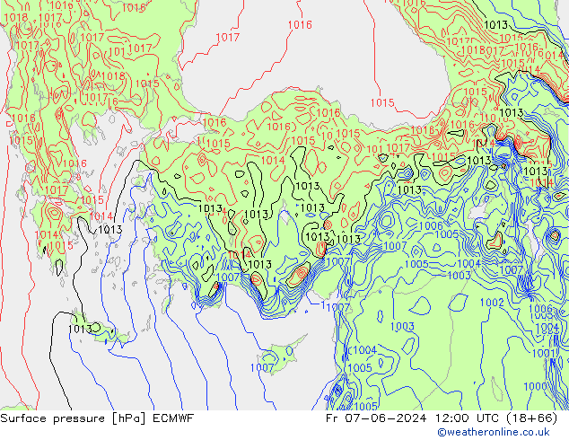 Yer basıncı ECMWF Cu 07.06.2024 12 UTC