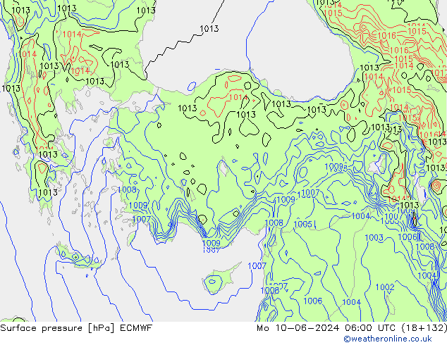 Surface pressure ECMWF Mo 10.06.2024 06 UTC