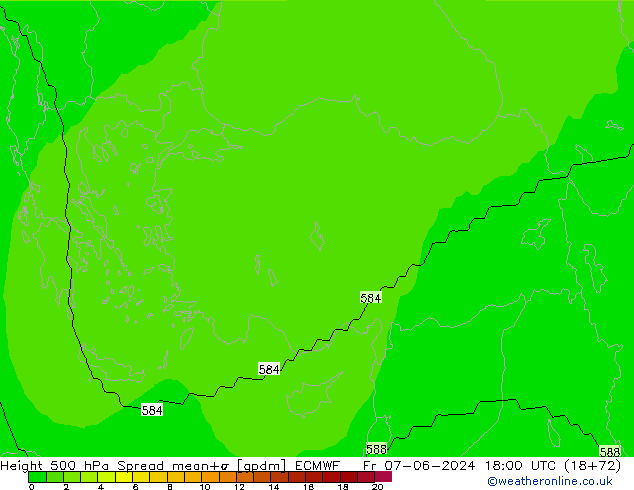 Géop. 500 hPa Spread ECMWF ven 07.06.2024 18 UTC