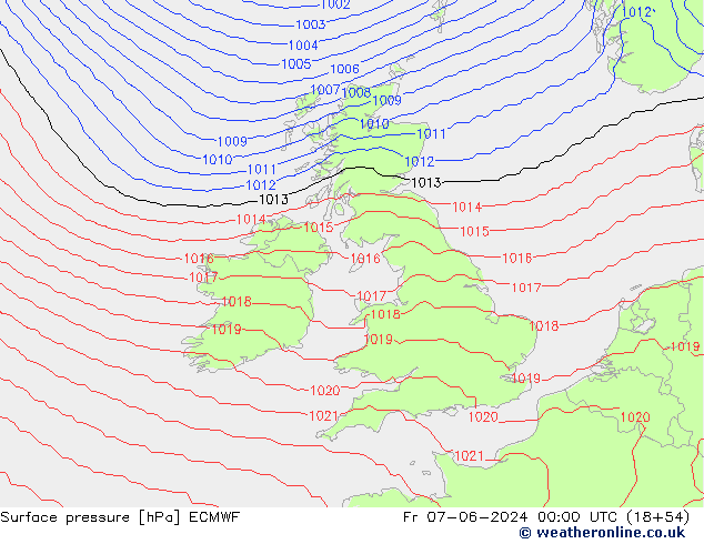 ciśnienie ECMWF pt. 07.06.2024 00 UTC