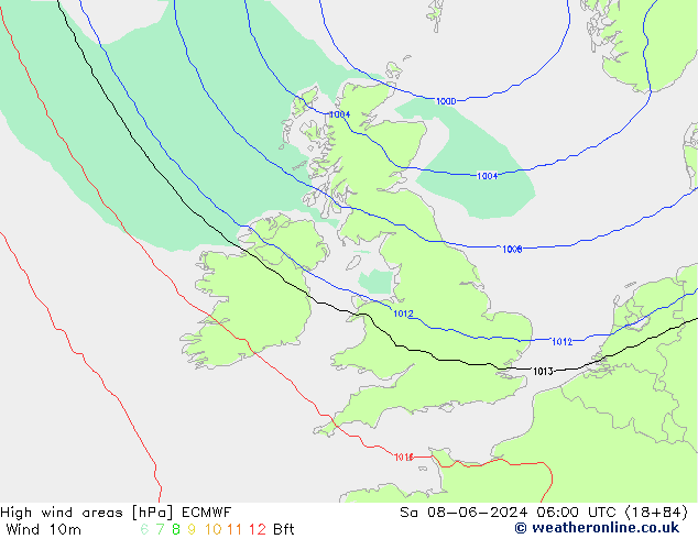 yüksek rüzgarlı alanlar ECMWF Cts 08.06.2024 06 UTC