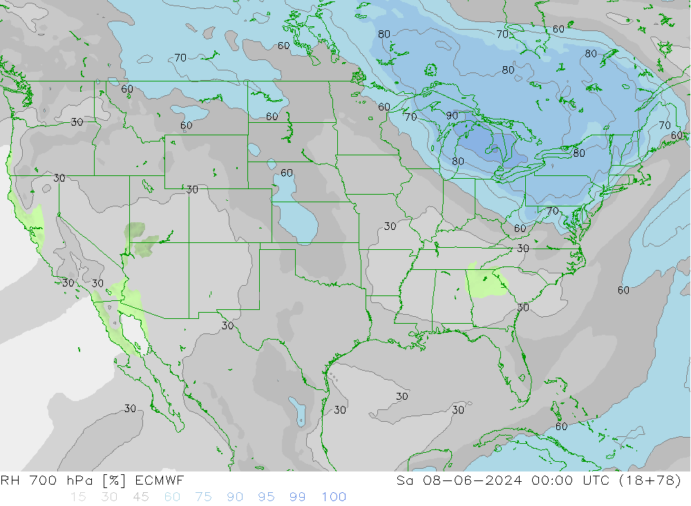 RV 700 hPa ECMWF za 08.06.2024 00 UTC