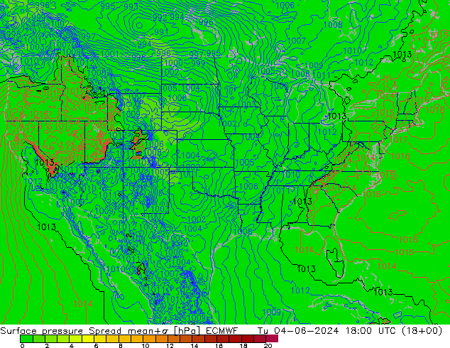 pression de l'air Spread ECMWF mar 04.06.2024 18 UTC