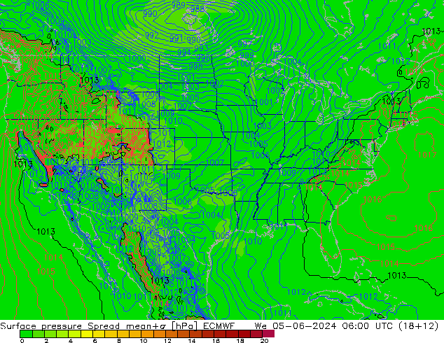 pressão do solo Spread ECMWF Qua 05.06.2024 06 UTC