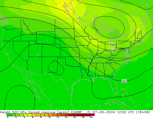 Height 500 hPa Spread ECMWF Pá 07.06.2024 12 UTC