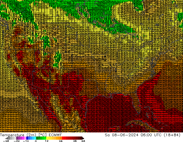 Temperature (2m) ECMWF So 08.06.2024 06 UTC