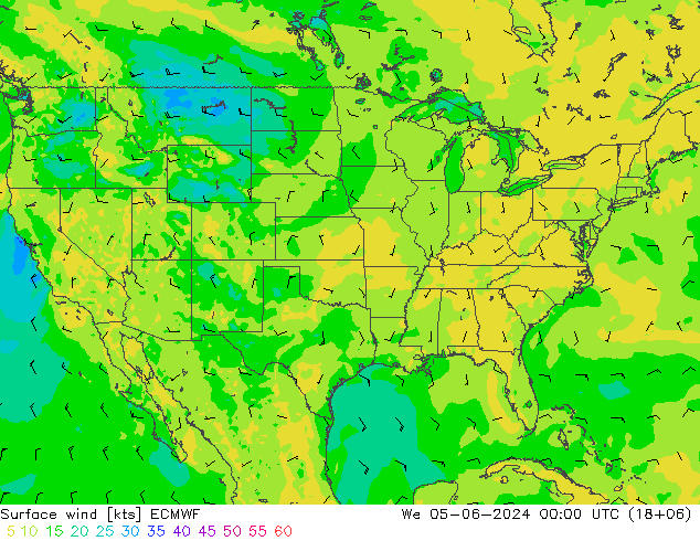 Surface wind ECMWF We 05.06.2024 00 UTC