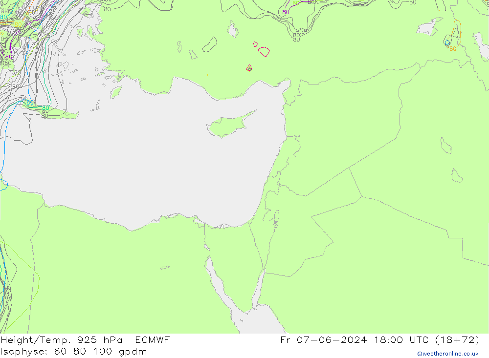 Yükseklik/Sıc. 925 hPa ECMWF Cu 07.06.2024 18 UTC