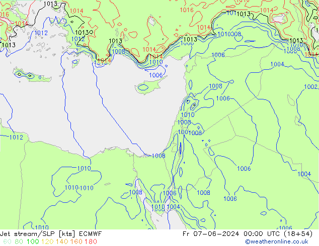 Straalstroom/SLP ECMWF vr 07.06.2024 00 UTC