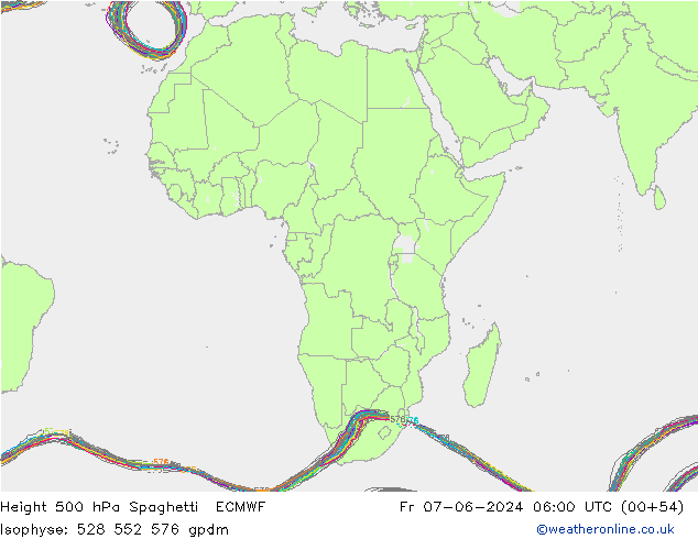 Height 500 hPa Spaghetti ECMWF Fr 07.06.2024 06 UTC