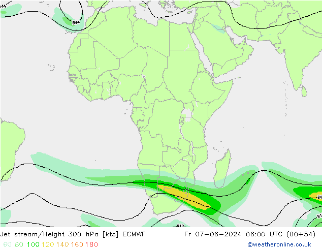 Jet stream/Height 300 hPa ECMWF Fr 07.06.2024 06 UTC