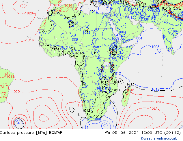 ciśnienie ECMWF śro. 05.06.2024 12 UTC