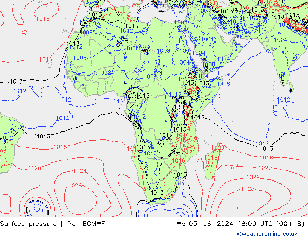 Surface pressure ECMWF We 05.06.2024 18 UTC