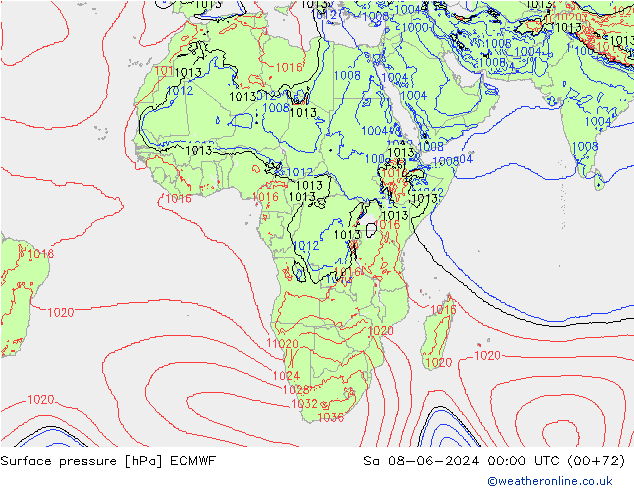 Yer basıncı ECMWF Cts 08.06.2024 00 UTC