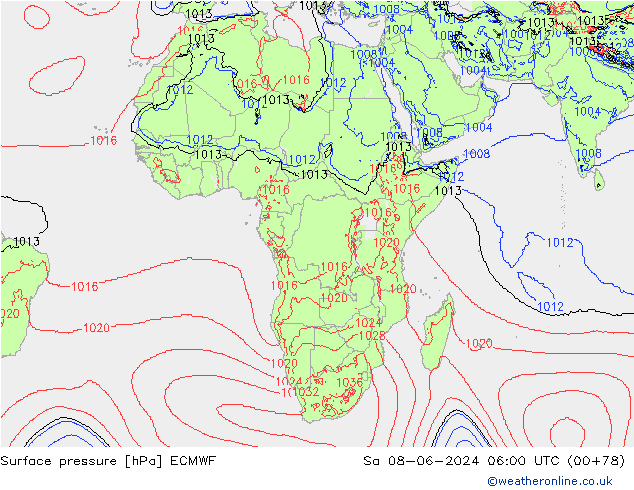 Luchtdruk (Grond) ECMWF za 08.06.2024 06 UTC