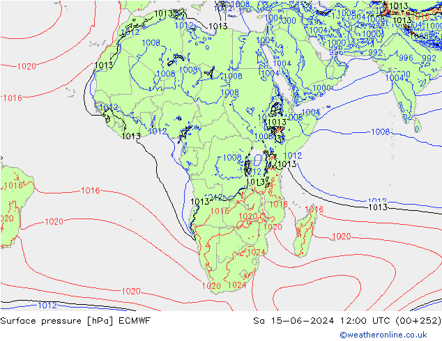 приземное давление ECMWF сб 15.06.2024 12 UTC